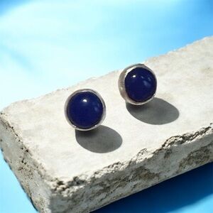 Silver and Lapis Blue Stud Earrings NEW